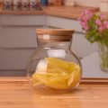 Wholesale  Candy Bottle Hermetic Food Container Glass Jar With Bamboo Lid glass jar with seal